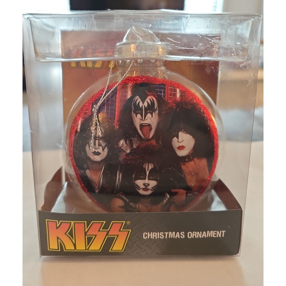KISS Band Christmas Ornament - Puffed Disc with Tinsel Fill NIB